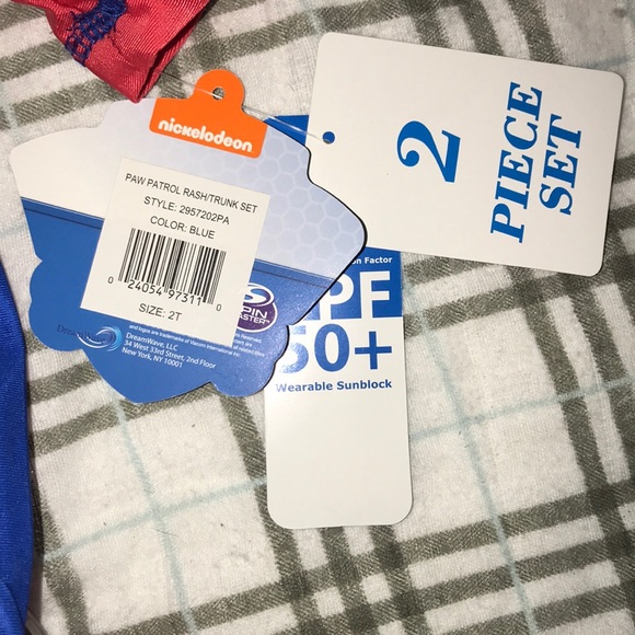 NWT Paw Patrol 2T UPF 50 Swim Trunk and Rash Guard - Picture 5 of 6